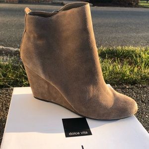 Taupe Suede High Heeled Boots